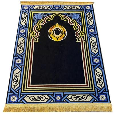 China Hot Selling Washable Muslim Worship Flannel Pattern Worship Blanket Hui Covering Prayer Mat Widened Thickened Covering Mosque for sale