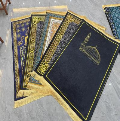 China Washable Flannel Printed Islamic Worship Rug Pilgrimage Prayer Rug Worship Rug Hui Muslim Halal Temple Worship Rug for sale