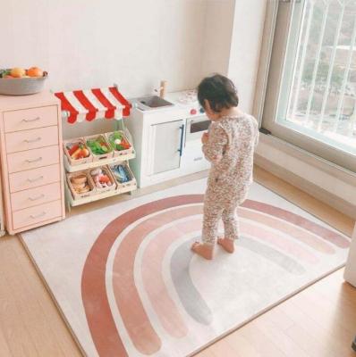 China Cozy Faxu Cashmere Rug Crawling Mat Children's Mat Rainbow Ins Room Decoration Play Mat Nordic Anti-Slip Crawling Mat For Kids Room for sale