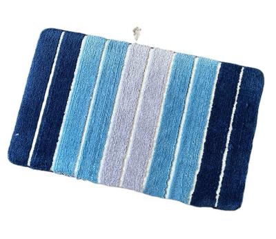 China Hot Selling Stripe Washable Microfiber Thickened Slow Rebound Joint Foam Non-Slip Bathroom Door Mat for sale