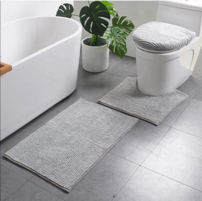 China Chenille Washable Fashion 3pcs Super Water Absorbent Washable Bath Mat Set for sale