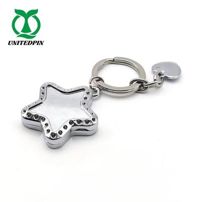 China Worldwide Min Manufacturer Wholesale High Quality Custom Metal Keychains Not Hard Enamel Diamond Star Key Chains for sale