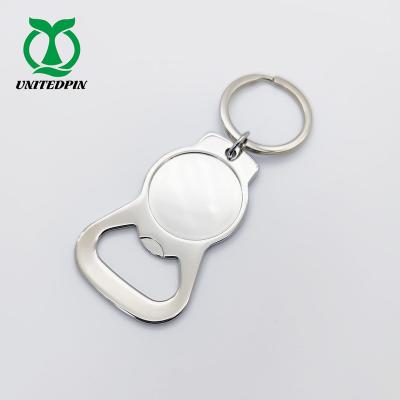 China Promotional Custom Metal Bottle Opener Key Chain With Logo Key Chain Stainless Steel Silver Color for sale