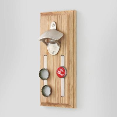 China Fashion Sustainable Popular Wall Mount Beer Wooden Bottle Opener With Nail for sale