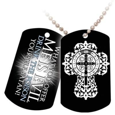 China Custom Necklace America Men Women Pendant Punk Rock Hip Hop Chains Cool Black Cross Dog Tag For Gift for sale