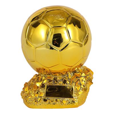 China World Souvenir Gold Craft Copper Color Resin Polyresin Trophy Football Silver Gold Soccer Ball Awards Trophy for sale