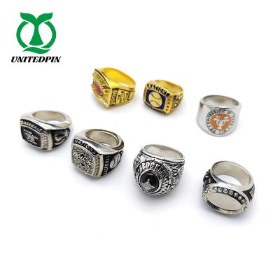 China Europe Factory Direct Wholesale Customized Logo Stainless Steel Zinc Alloy Rhinestones Soft Hard Enamel Metal Ring for sale