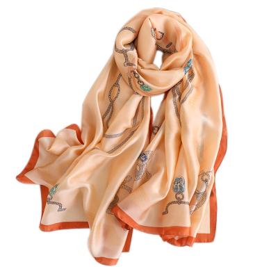 China New Design Yiwu Imitation Silk Satin Printing Women Scarves Imitation Silk Shawl for sale