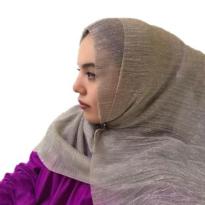 China Muslim Hot Sale Long Scarf Women Arabian Chemical Fiber Gold And Silver Yarn Turban Fashion Hijab Shawl for sale