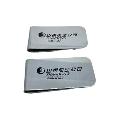 China China Factory Custom Metal Brushed Money To Cut 304 Stainless Steel Bump Portable Metal LOGO Money Clip Money Clip for sale