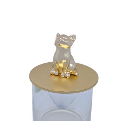 China Creative Specialization in the Production of Zinc Alloy Die Casting Cover Plating 3D Cat Cover Candle Holder Cover Customization for sale