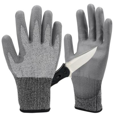 China High Performance Construction Work Anti-Cut Proof Level 5 Safety Non-Slip Gloves With PU Coating for sale