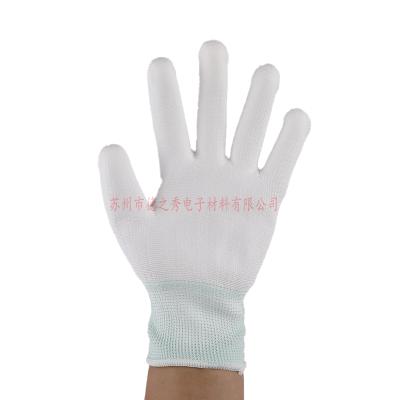 China Non-Slip Anti-Static Pu Plam Coated Glove Carbon Fiber White Knitting Esd Superior Fitted Gloves for sale