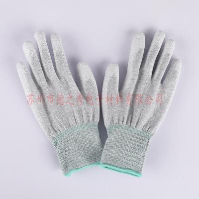 China Conductive Carbon Fiber Yarn PU Anti-Slip Top Fitted Industry Wearing Gloves for sale