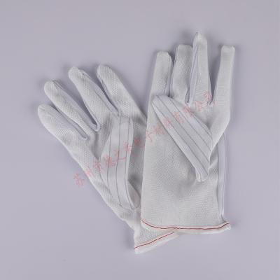 China Anti Static Non Slip Polyester Anti Static PVC Dotted Plastic String Knitted Glove for sale