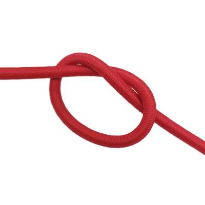 China 5mm diameter viable red polyester braided round bungee cord rubber woven elastic cord for sale