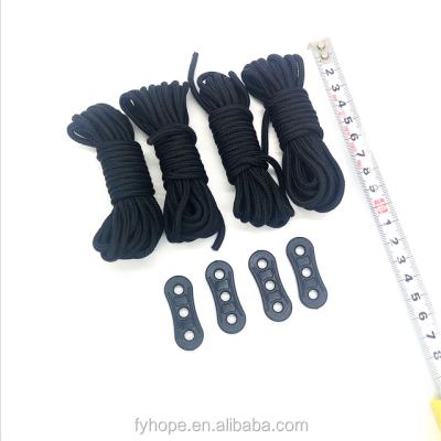 China Polyester 3MM Diameter 2.4M Bundle Black Camping Tent Guy Bulk Standard Tent Rope Wind Rope for sale