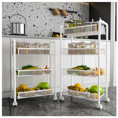 China High Quality Slim White 3/4/5 Tier Storage Rolling Cart Movable Plastic Shelving Wheel Toy Storage Rack For Bathroom for sale