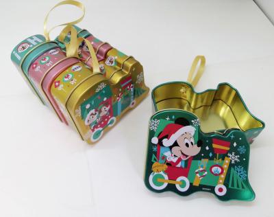 China Mini Recyclable Tin Box Train With Ribbon For Chocolates, Candies, Small Gifts Packaging for sale