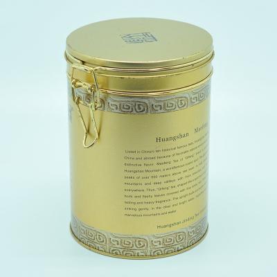 China Recyclable Tea Tin Can Container Round Food Grade Storage Packaging Lid With Airtight Buckle Tin for sale