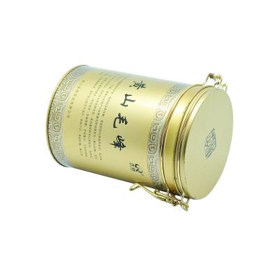 China Custom Logo Golden Tea Round Recyclable Can Air Tight for sale