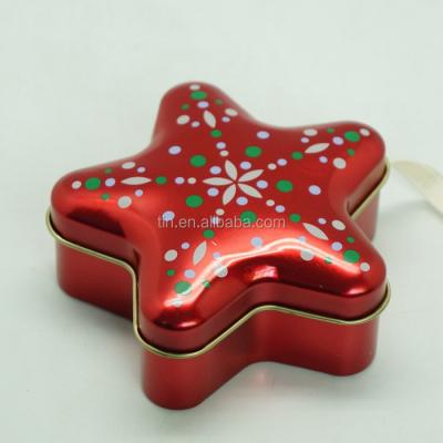 China Recycled Materials Christmas Gift Use Star Shaped Tin Box Dome Lid Design Packaging for sale