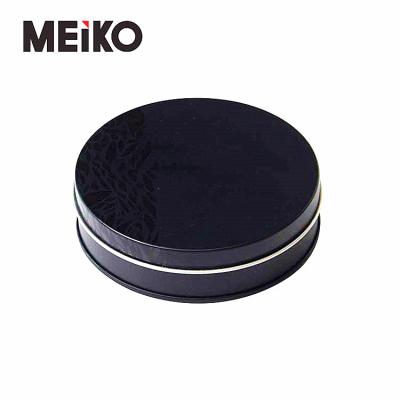 China Recyclable Black Shallow Round Metal Biscuit Tin Box For Packing for sale