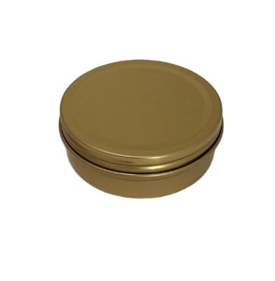 China Europe Meiko Gold Color Gift Tin Box Metallic Package Small Size Screw Tin D64x20hmm for sale