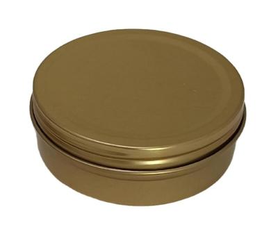 China Europe Meiko Gold Tin Box Metallic Package Medium Size Screw Tin D74x30h mm for sale