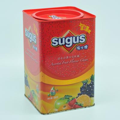 China Design OEM Square Printing Cache Can Tin With Small Round Lid for sale