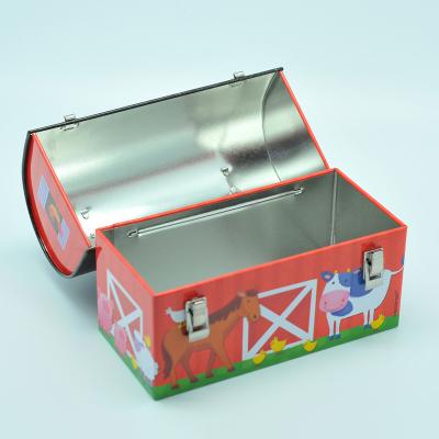 China Recyclable Tin Lunch Box For Kids With Plastic Handle for sale