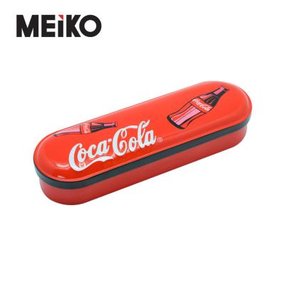 China Customized Embossed Oval Cola Shape Recyclable Two Layers Pencil Case for sale