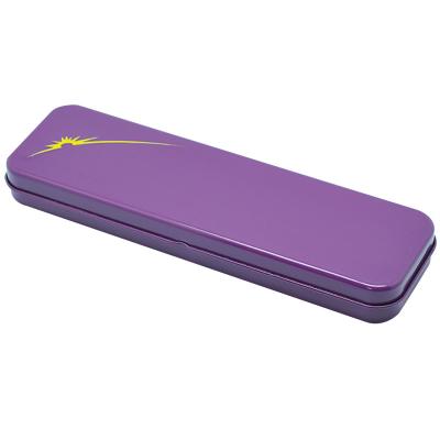 China Rectangle And Slim With Hinge Rectangle Tin Colored Metal Printed Pencil Case With Hinge for sale