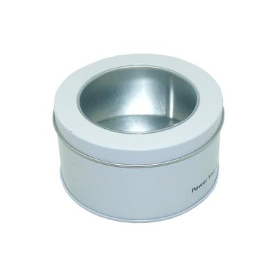 China Recyclable Round Tin Tin Box With PVC PET Window For Promotional Gifts Packaging for sale