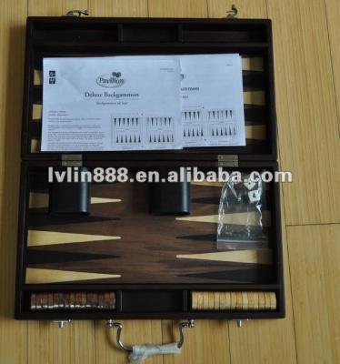 China 15 inch luxury wooden backgammon game foldable wooden box for sale