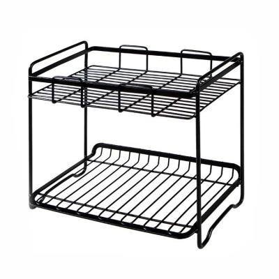 China Household Kitchen Double Layer Iron Storage Rack Toilet Wash Table Storage Rack for sale