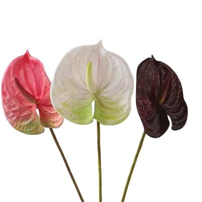 China Durable Wholesale Cheap Artificial Anthurium Flower Plastic For Decoration for sale