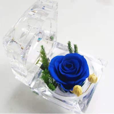 China Durable Luxury Rose Ring Box And Preserved Flower Ring For Valentine's Day Gifts for sale