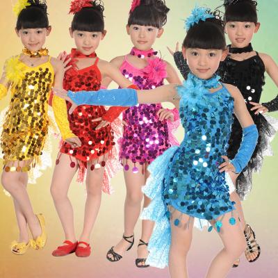 China New style children tassel Latin dance costumes performing dress uniforms girls dance suit for sale