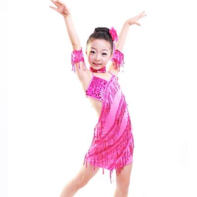 China children's Latin dance dress girl's Latin dance clothing tassel sequined dress for sale