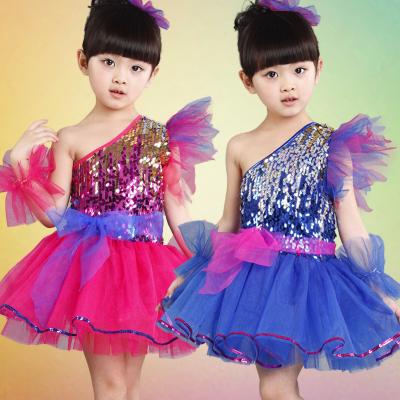 China Children's jazz dance suit girls modern dance sequins veil performance costumes for sale