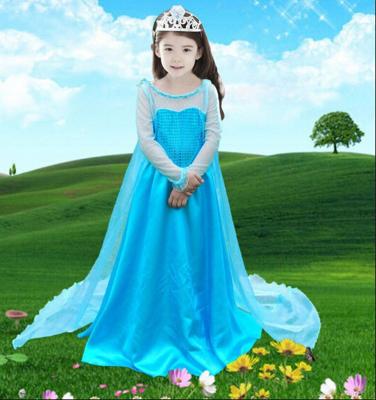 China Girl Anna & Elsa Dress High-Grade Sequined Mesh Princess Girl Dresses For Party Performance Costume Snow Queen cosplay for sale