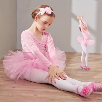 China children's dance costumes girls velvet long-sleeved uniforms children's ballet dance dress for sale