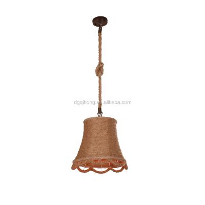 China Retro Traditional American Country Style Attic Hemp Rope Manila Rope Ceiling Hanging Pendant Lamp Lighting Product for sale