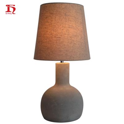 China Lighting Industrial Concrete Product Style Cement Table Lamp Table Lamp With Fabric Shade For Hotel Room Decorative Lighting Product for sale