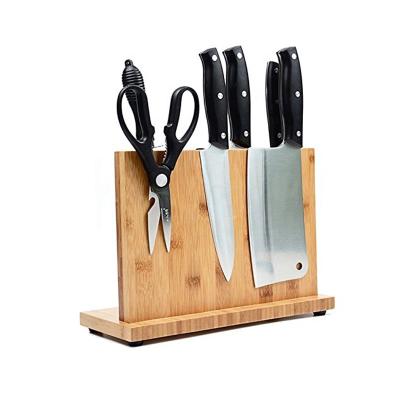 China Viable Bamboo Magnetic Knife Block With Multifunctional Cutting Board Holder Kitchen Storage Organizer for sale