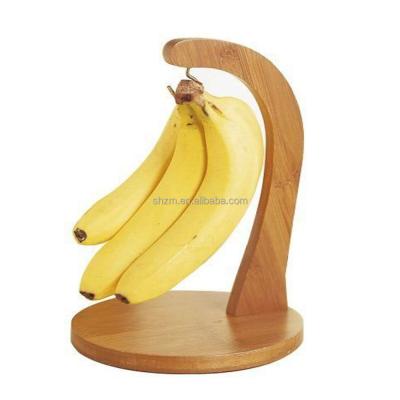 China Sustainable Bamboo Banana Hanger, 100% Premium Organic Bamboo Rack And Holder With Steel Hook for sale