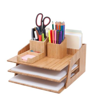 China Clean Joints for Good Looks and Longevity Wholesale Bamboo Multifunctional Desk Organizer for sale