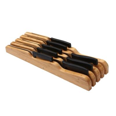 China 100% Pure Sustainable Bamboo Knife Block Kitchen In-Drawer Knives Organizer Storage Holder 9 Slots for sale