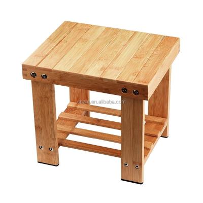 China Eco - Friendly Bamboo Shower Seat Bench / Bathtub Stool With Storage Shelf for sale